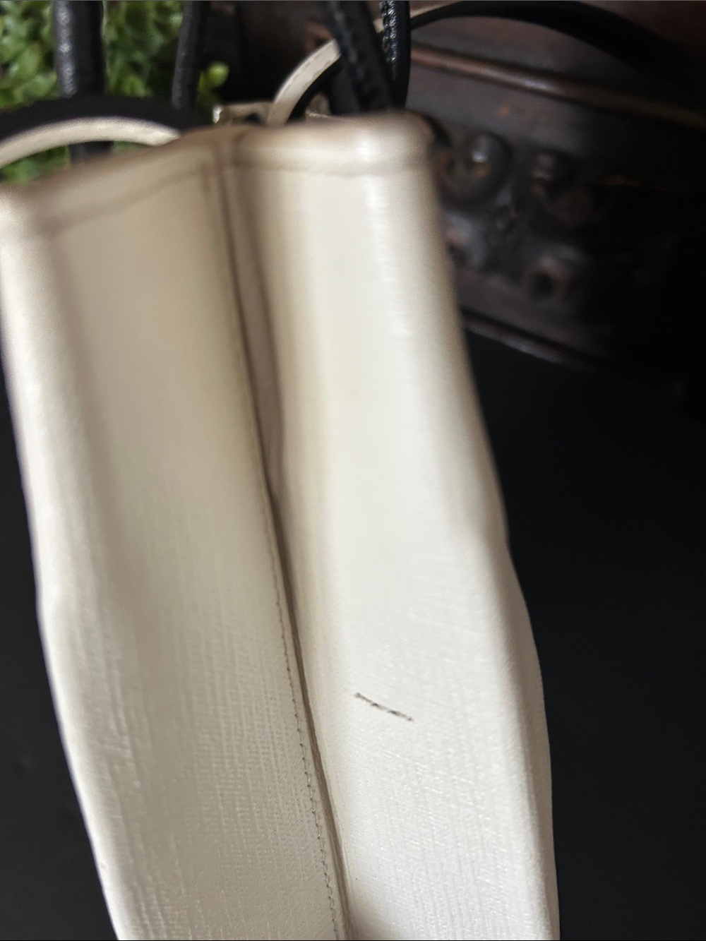 Beautiful White Canvas Crossbody with Black Handles - Picture 9 of 14